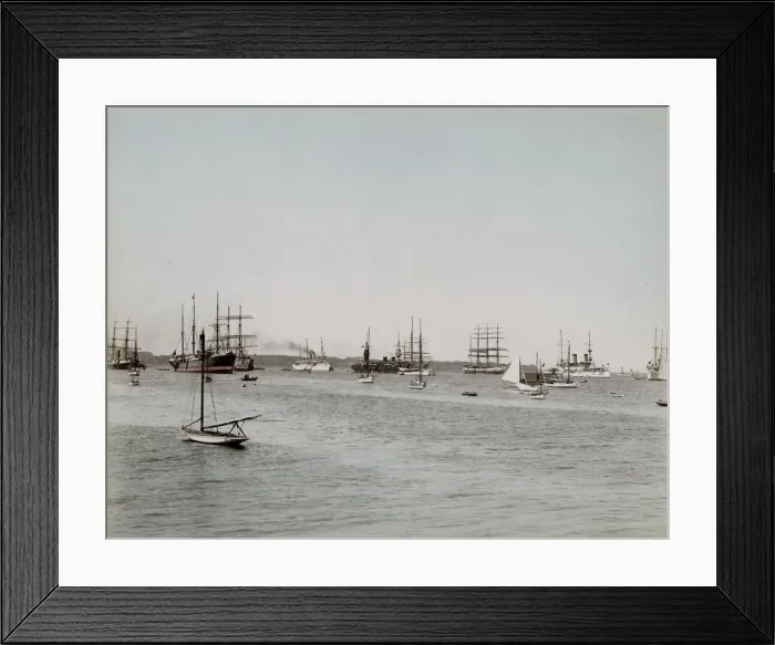 Framed Print : Steam and sailing ships in harbour, Yokohama, Japan Framed Print : Steam and sailing ships in harbour, Yokohama, Japan