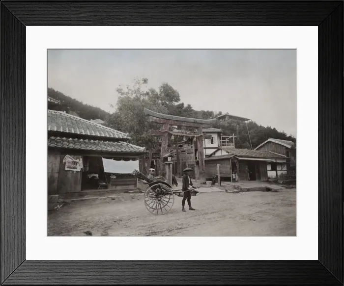 Framed Print : Torii atSuwayama temple entrance Kobe, with rickshaw Framed Print : Torii atSuwayama temple entrance Kobe, with rickshaw