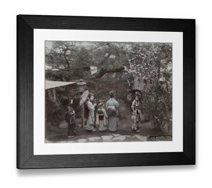 Framed Print : Older girls  /  young children in gardens Mukojima Tokyo