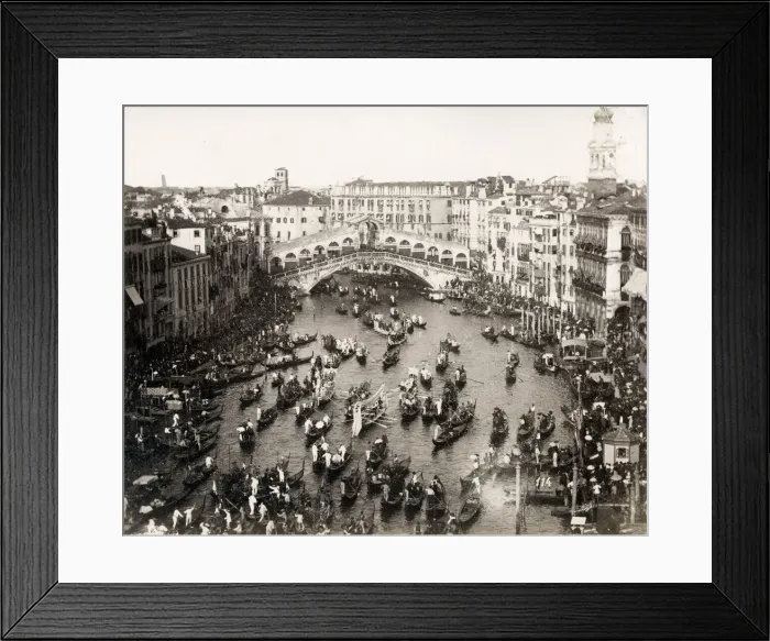 Framed Print : Canal crowded gondolas, festival, Rialto Bridge, Venice, Ita Framed Print : Canal crowded gondolas, festival, Rialto Bridge, Venice, Ita