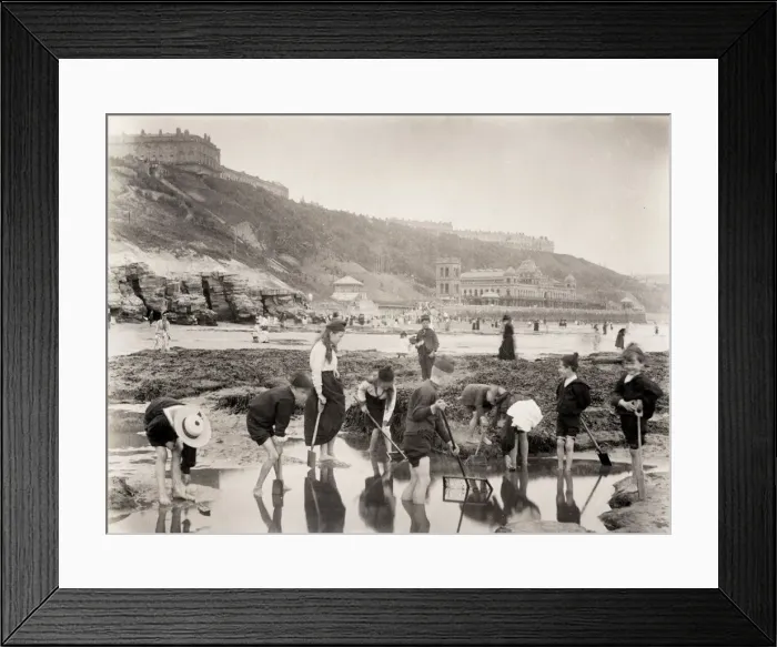 Framed Print : Children playing in pool on beach in Scarborough, Yorkshire Framed Print : Children playing in pool on beach in Scarborough, Yorkshire