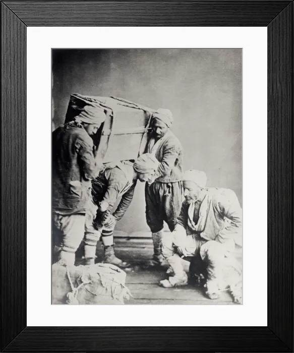 Framed Print : Caucasus Georgia Tiflis Tblisi - porters carrying heavy loa