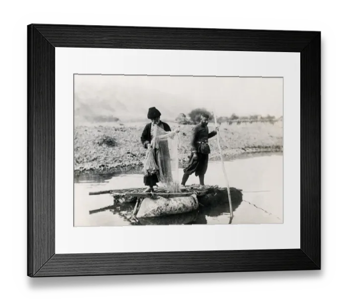Framed Print : Caucasus Georgia Tiflis Tblisi - men fishing from a raft Framed Print : Caucasus Georgia Tiflis Tblisi - men fishing from a raft