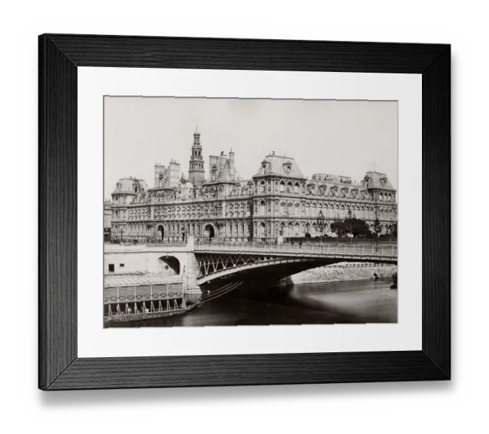 Framed Print : c. 1880s France - hotel de Ville Paris across River Seine