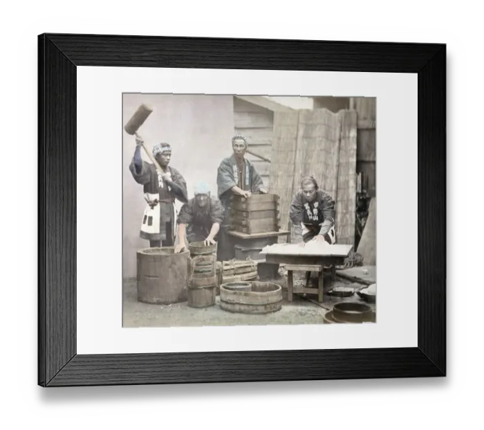 Framed Print : c. 1880s Japan - pounding rice Framed Print : c. 1880s Japan - pounding rice