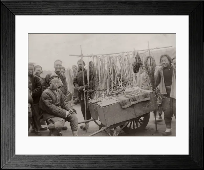Framed Print : c. 1900 China - street market stall Framed Print : c. 1900 China - street market stall