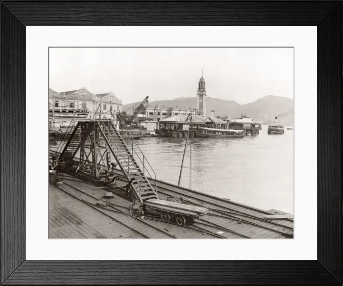 Framed Print : c. 1900s - on the waterfront at Hong Kong - wharves Framed Print : c. 1900s - on the waterfront at Hong Kong - wharves
