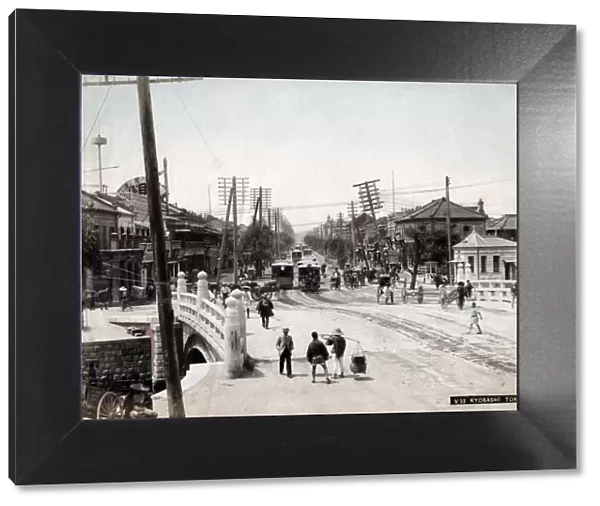 c. 1890s Japan - Shinbashi, bridge, and traffic, Tokyo