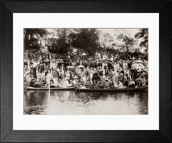 Framed Print : c. 1900 - boating party along the Thames Framed Print : c. 1900 - boating party along the Thames