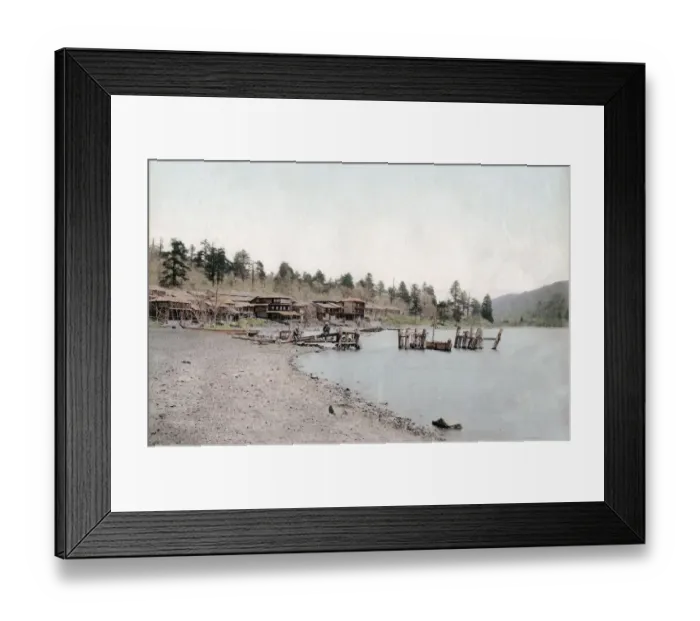 Framed Print : c. 1880s Japan - Chuzenji lake, boat jetty Framed Print : c. 1880s Japan - Chuzenji lake, boat jetty