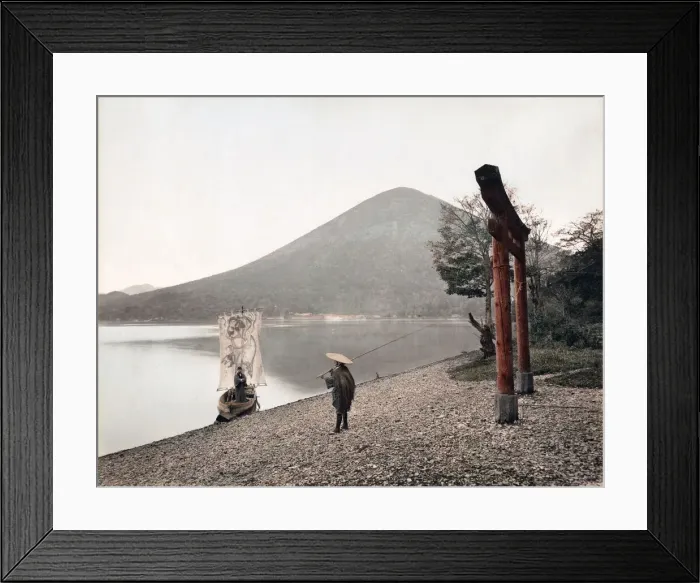 Framed Print : c. 1880s Japan - torii at Lake Chuzenji Framed Print : c. 1880s Japan - torii at Lake Chuzenji