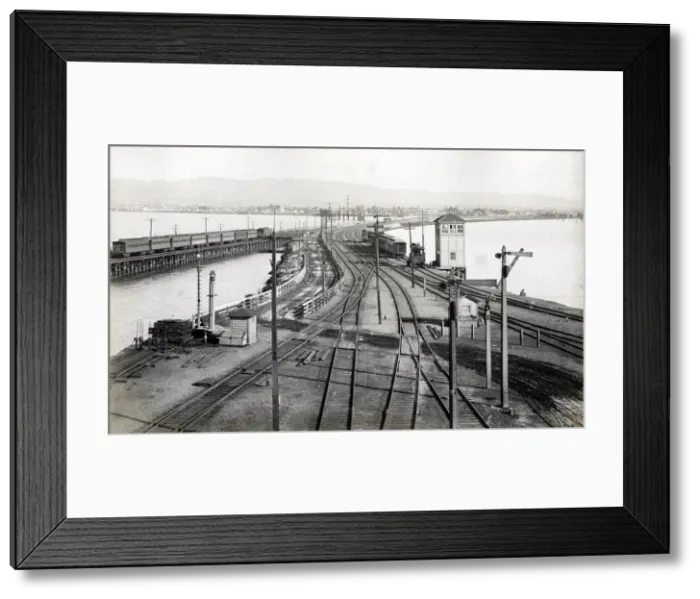 Framed Print : Railroad, Oakland and pier USA Framed Print : Railroad, Oakland and pier USA