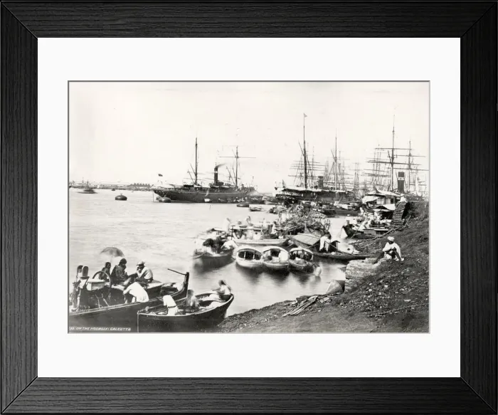 Framed Print : Boats on the Hooghly river, Calcutta, India