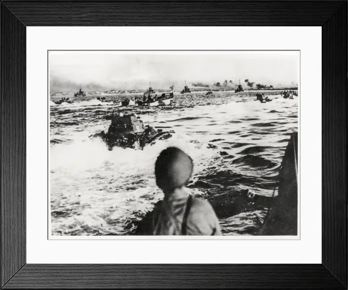Framed Print : WW II amphibious tanks approach Aguni Jima Pacific Framed Print : WW II amphibious tanks approach Aguni Jima Pacific