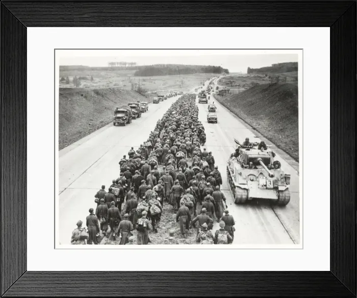 Framed Print : WW II prisoners of war on the autobahn near Giesen Framed Print : WW II prisoners of war on the autobahn near Giesen