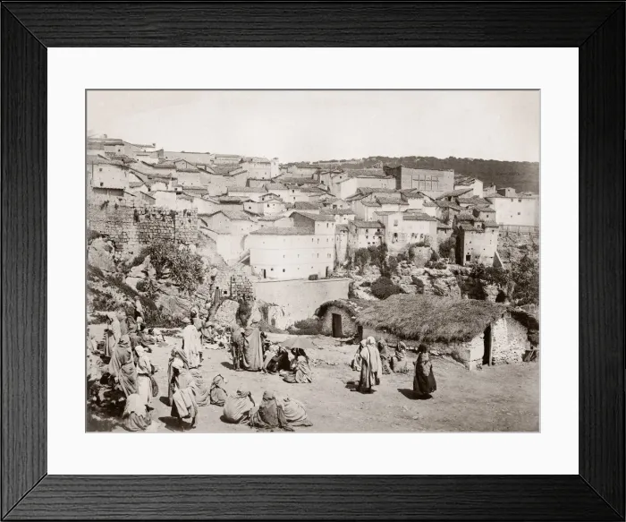 Framed Print : c. 1890s North Africa town with market - possibly Morocco Framed Print : c. 1890s North Africa town with market - possibly Morocco