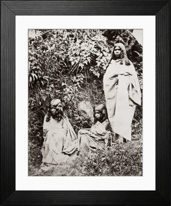 Framed Print : c. 1870s India - group of Toda people Framed Print : c. 1870s India - group of Toda people