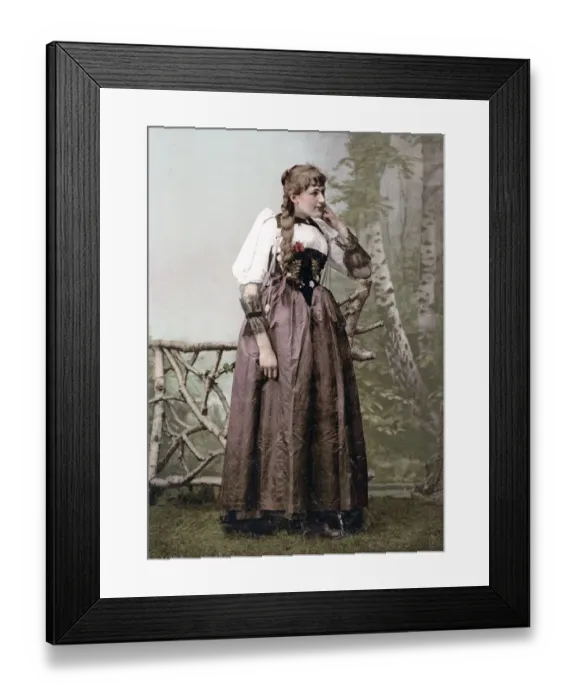 Framed Print : c. 1890 Switzerland young Swiss woman traditional dress Framed Print : c. 1890 Switzerland young Swiss woman traditional dress