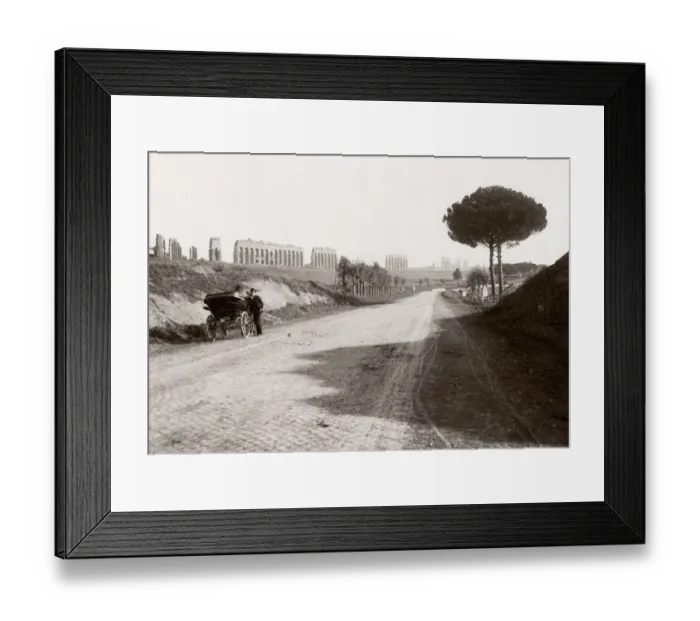 Framed Print : c. 1880s Italy - aquaduct Appian way with horse & cart