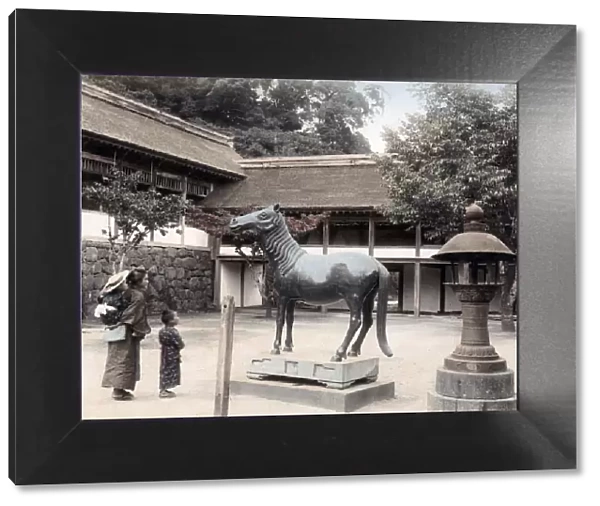 c. 1880s Japan - bronze horse, Suva temple Nagasaki