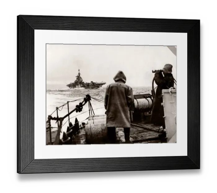Framed Print : World War II WW2 - destroyer and aircraft carrier at sea Framed Print : World War II WW2 - destroyer and aircraft carrier at sea