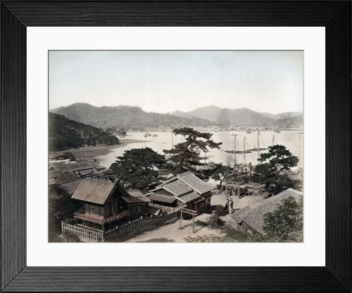 Framed Print : c. 1880s Japan - view of the harbour at Nagasaki Framed Print : c. 1880s Japan - view of the harbour at Nagasaki