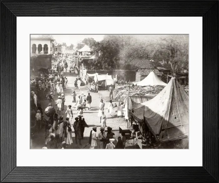 Framed Print : c. 1890 India - street full of pedestrians Framed Print : c. 1890 India - street full of pedestrians