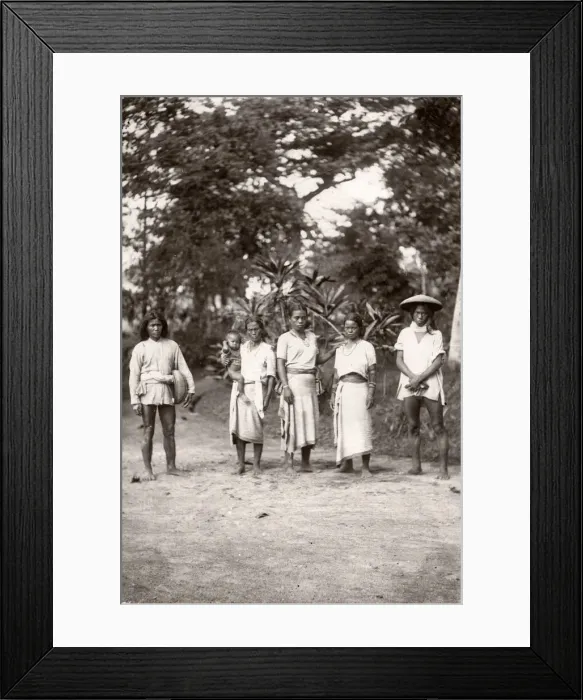 Framed Print : c. 1880s South East Asia - Philippines - men, women & baby Framed Print : c. 1880s South East Asia - Philippines - men, women & baby