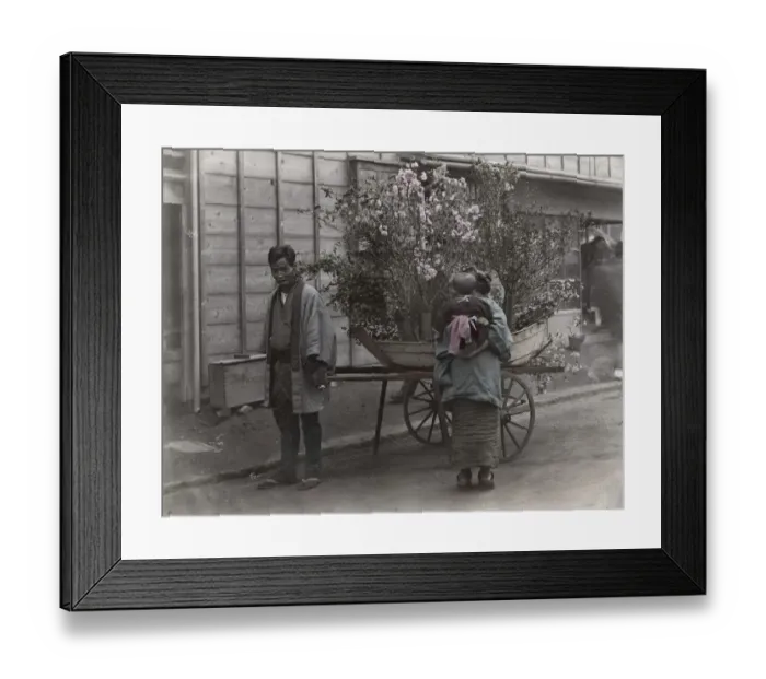 Framed Print : Street seller vendor with a barrow of flowers, Japan Framed Print : Street seller vendor with a barrow of flowers, Japan