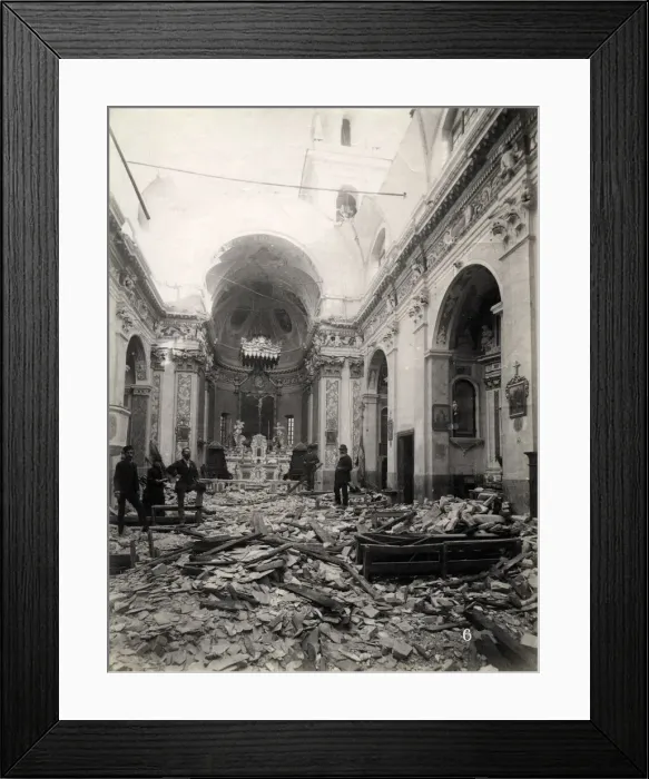 Framed Print : Church interior damage, Bussana Vecchia, Italy 1887 Framed Print : Church interior damage, Bussana Vecchia, Italy 1887