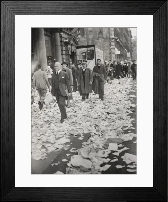 Framed Print : WW II - paper covering pavements London VJ Day Framed Print : WW II - paper covering pavements London VJ Day