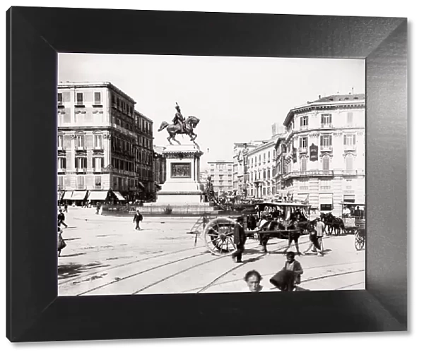 c. 1880s Italy - Naples Napoli Piazza Municipo