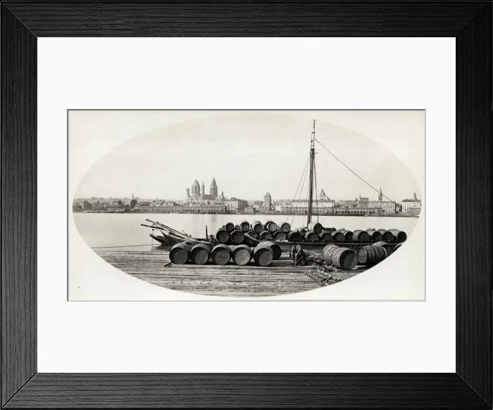Framed Print : River Rhine, Germany, barrles on a ship Framed Print : River Rhine, Germany, barrles on a ship