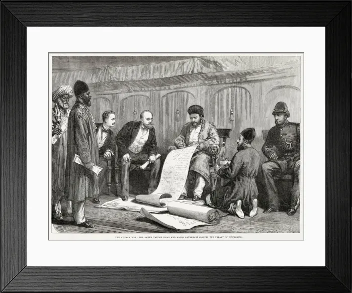 Framed Print : Afghan War: signing the treaty of Gundamuk Framed Print : Afghan War: signing the treaty of Gundamuk