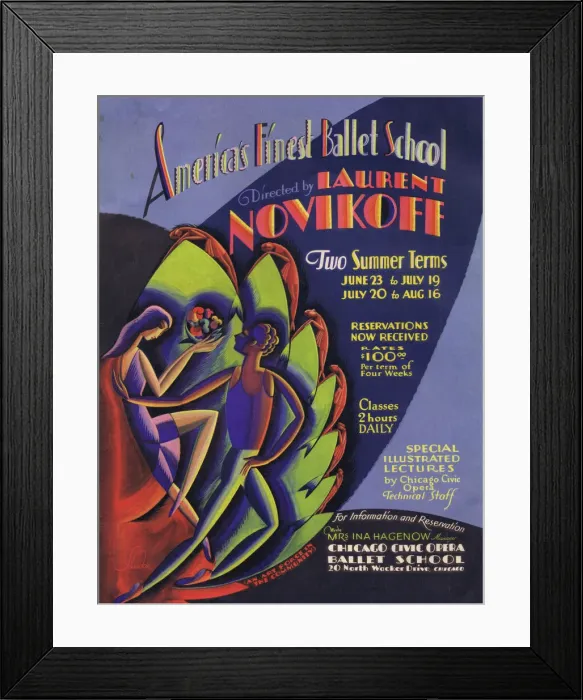 Framed Print : Advert for Laurent Novikoffs ballet school, Chicago, 1930 Framed Print : Advert for Laurent Novikoffs ballet school, Chicago, 1930
