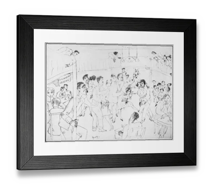 Framed Print : A sketch of the Bal Negre, Montparnasse, Paris, 1930 Framed Print : A sketch of the Bal Negre, Montparnasse, Paris, 1930