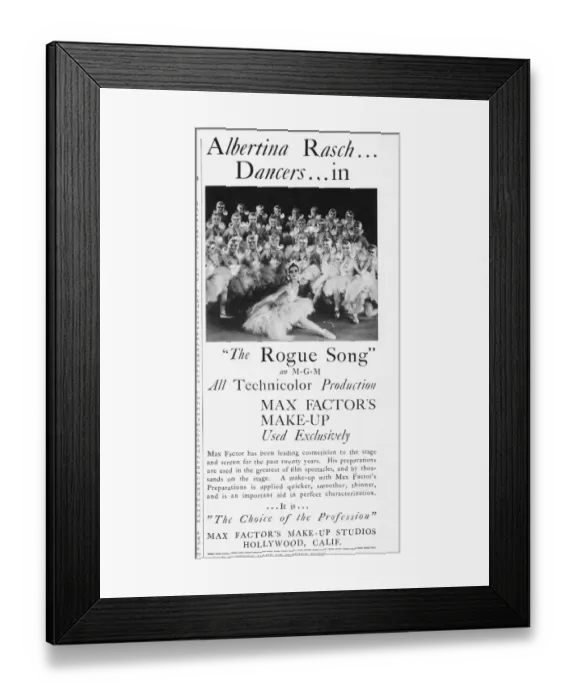 Framed Print : Advert for Max Factors makeup featuring the Albertina Framed Print : Advert for Max Factors makeup featuring the Albertina