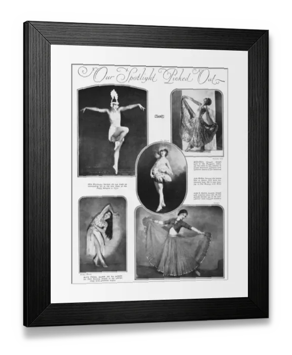 Framed Print : Spotlight on five international dancers, 1928 Framed Print : Spotlight on five international dancers, 1928