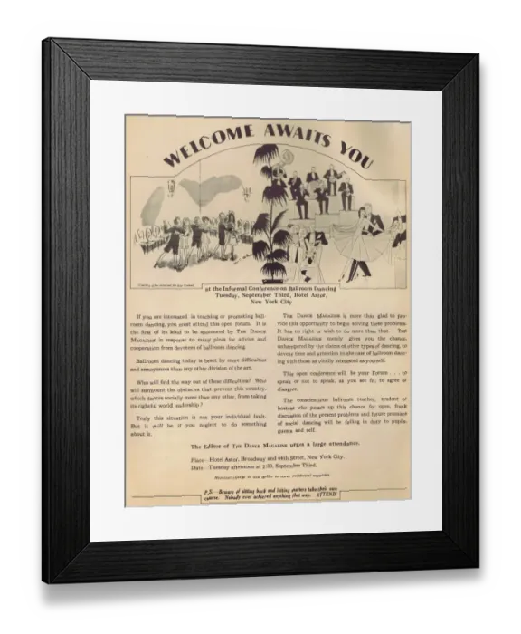 Framed Print : A sketch of ballroom dancing as part of an advert