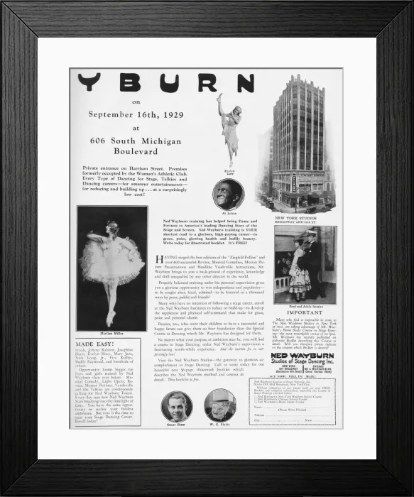 Framed Print : Advert for New Wayburns Institute of Dancing Framed Print : Advert for New Wayburns Institute of Dancing
