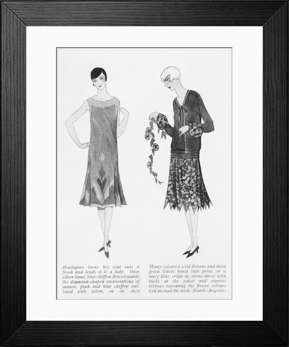 Framed Print : Two summer dresses from Marthe Regnier, Paris, 1926 Framed Print : Two summer dresses from Marthe Regnier, Paris, 1926