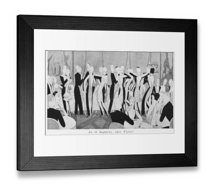 Framed Print : Sketch by Fish showing dancing at Chez Victor s, London Framed Print : Sketch by Fish showing dancing at Chez Victor s, London