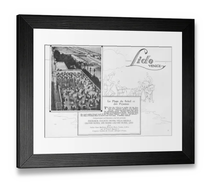 Framed Print : Advert for the attractions of the Lido, Venice Framed Print : Advert for the attractions of the Lido, Venice