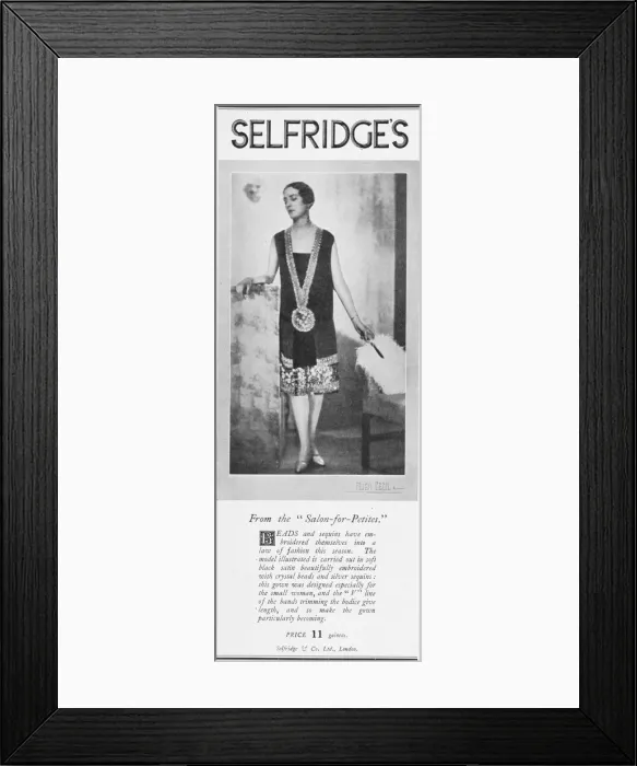 Framed Print : Advert for a gown from Selfridge s, London, 1926 Framed Print : Advert for a gown from Selfridge s, London, 1926