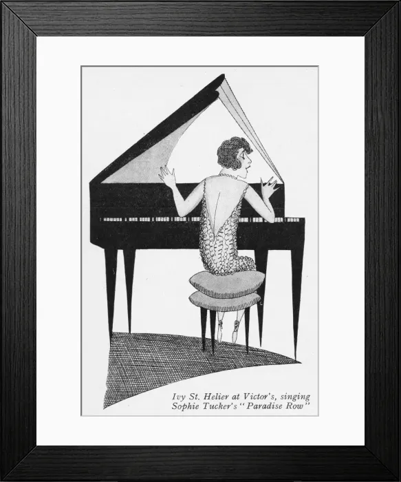 Framed Print : Sketch by Fish showing Joy St Helier singing Framed Print : Sketch by Fish showing Joy St Helier singing