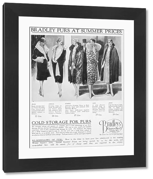 Advert for Bradleys fur coats, London, 1926