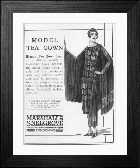 Framed Print : Advert for a tea gown from Marshall Snelgrove, London, 1926 Framed Print : Advert for a tea gown from Marshall Snelgrove, London, 1926