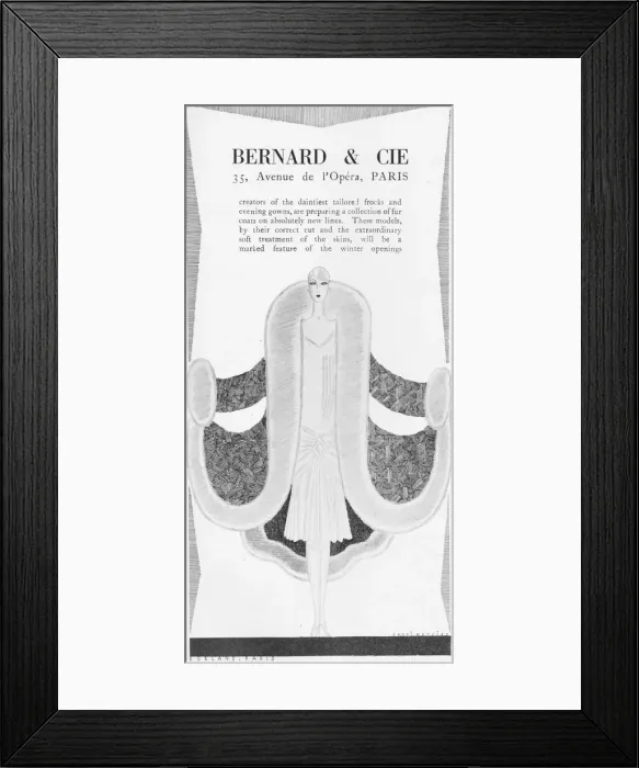 Framed Print : Advert for the Parisian couturier Bernard et Cie, Paris Framed Print : Advert for the Parisian couturier Bernard et Cie, Paris