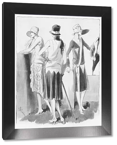 A sketch by Soulie of three summer frocks, 1926