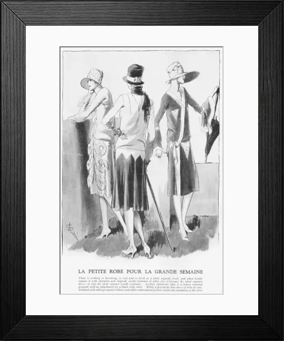 Framed Print : A sketch by Soulie of three summer frocks, 1926 Framed Print : A sketch by Soulie of three summer frocks, 1926